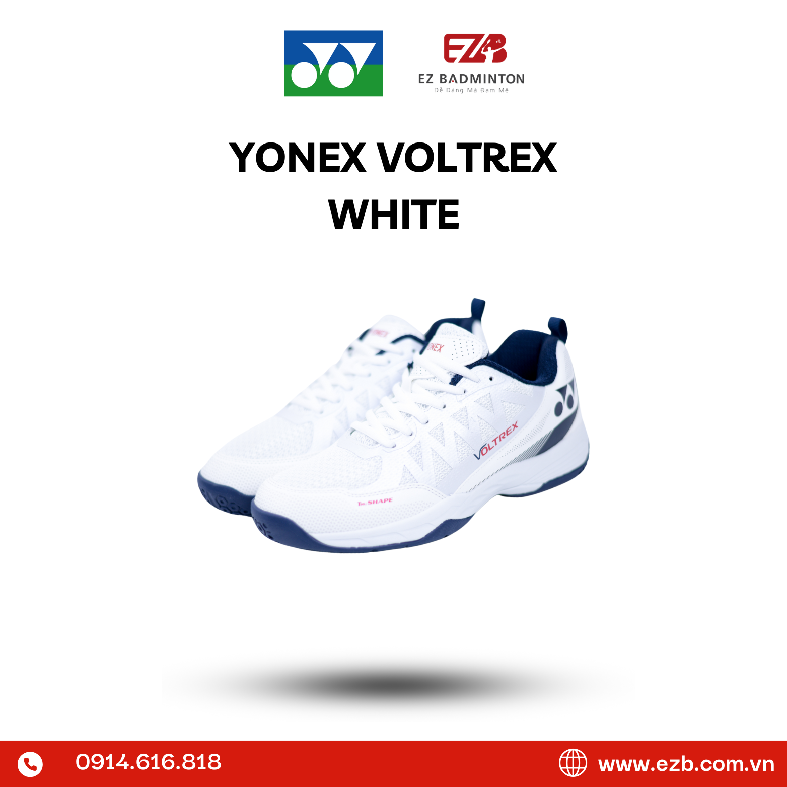 GIÀY CẦU LÔNG YONEX VOLTREX WHITE 2025 CHÍNH HÃNG